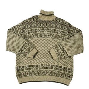 Vintage Woolrich Fair Isle Knit Chunky Turtleneck Sweater Brown Paperdolls Girls